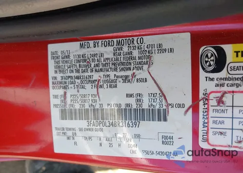 2011 Ford Fusion Hybrid из США, поврежденный, VIN 3FADP0L34BR316397